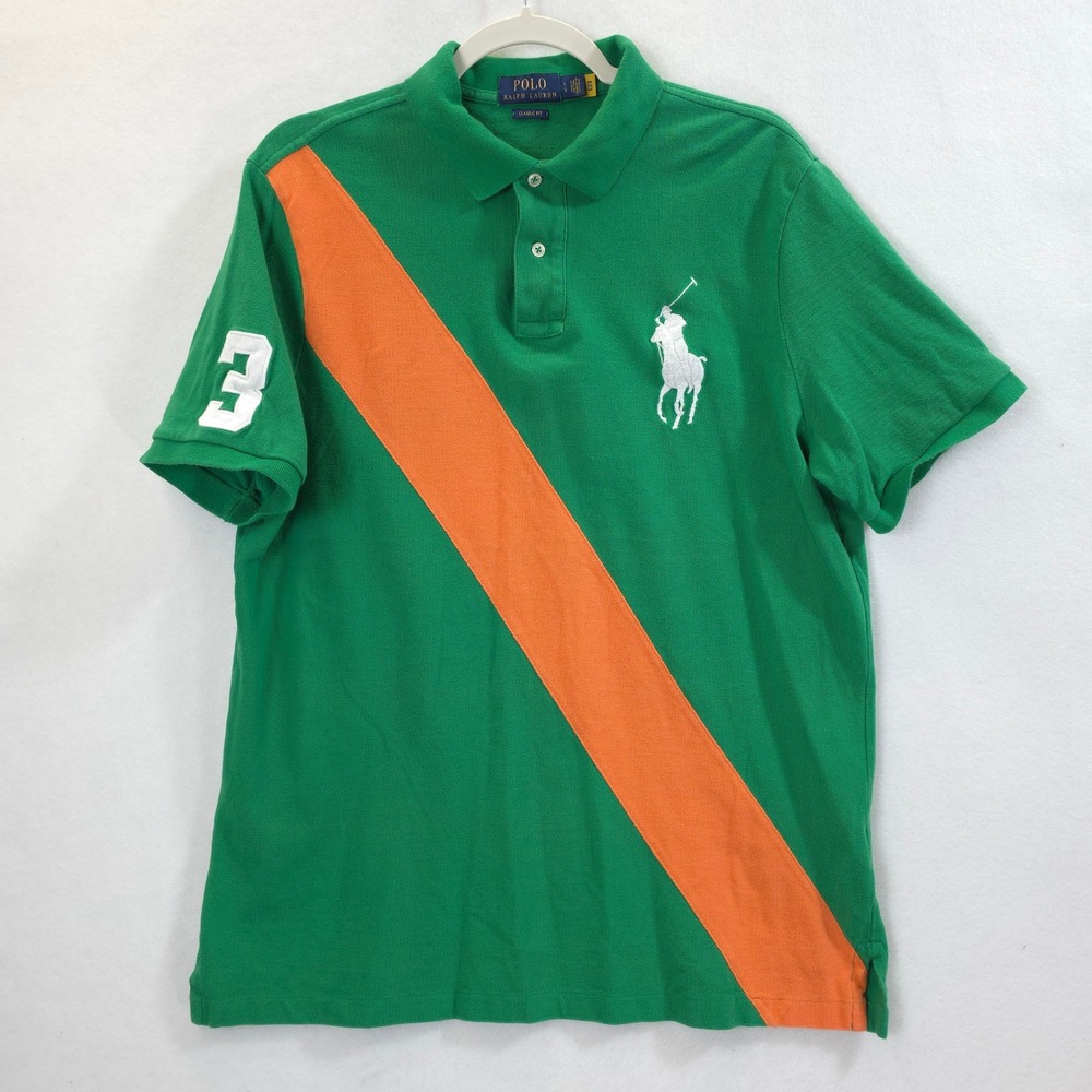 Polo Ralph Lauren Big Pony Sash Polo Green Men L Preppy Sporty Rugby Golf